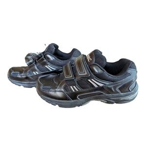 Vionic Tabi Leather Hook & Loop Close Black Walking Sneakers Size 8 EUC